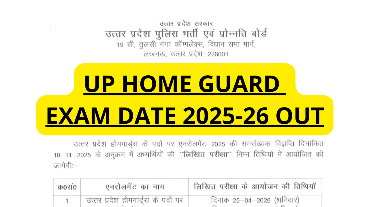 UP Home Guard Exam Date 2025-26 OUT